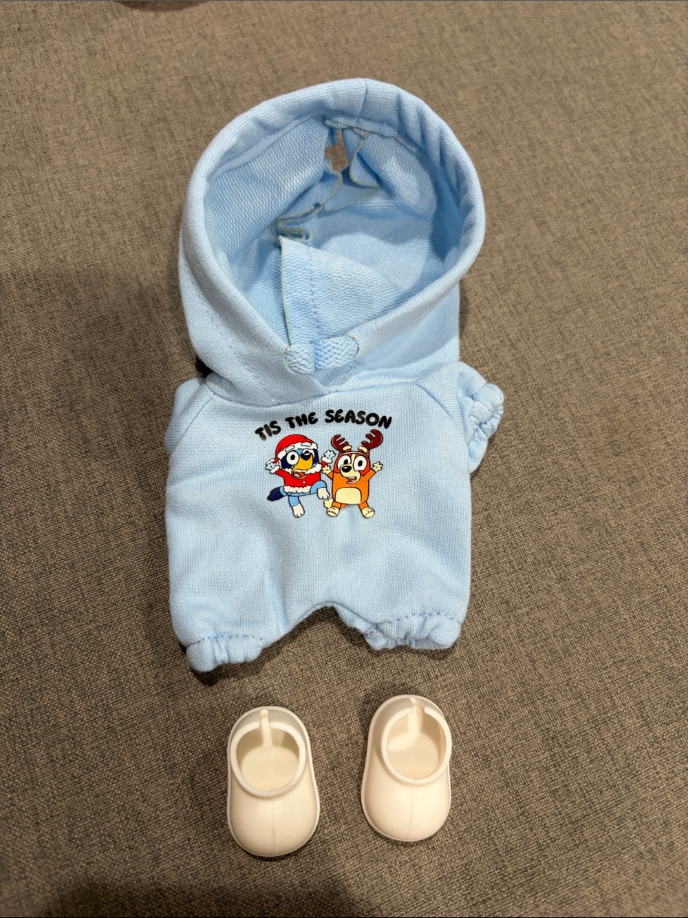 Labubu or Small Doll Bluey Holiday Onesie with White Shoes